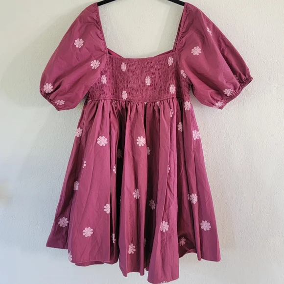 ALTAR'D STATE Crush Berry Puff Sleeve Mini Dress L. - Picture 5 of 9